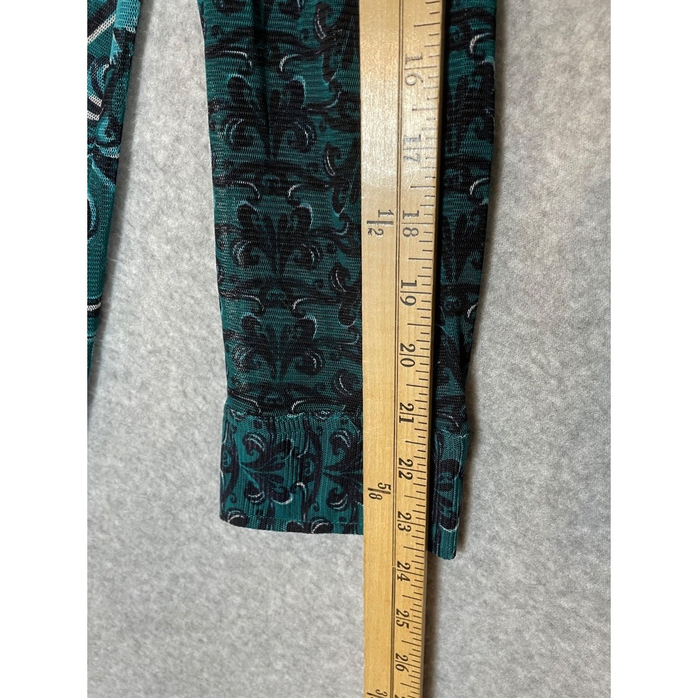 Karen Kane Sheer‎ Tunic Top Womens Size 12/14 Green Floral Button Up Longsleeve - Picture 5 of 9